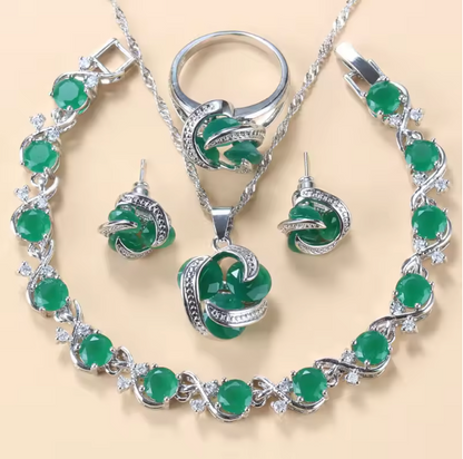 Radiance Royale Jewelry Sets - 925 Sterling Silver Wedding Accessories Women's Earring And Ring Jewelry Sets Top Quality Colorful Cubic Zircon Bridal Jewelry