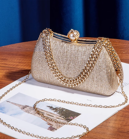 The Bastet Gold Charm - Pearl Champagne Purse