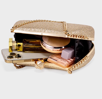 The Bastet Gold Charm - Pearl Champagne Purse