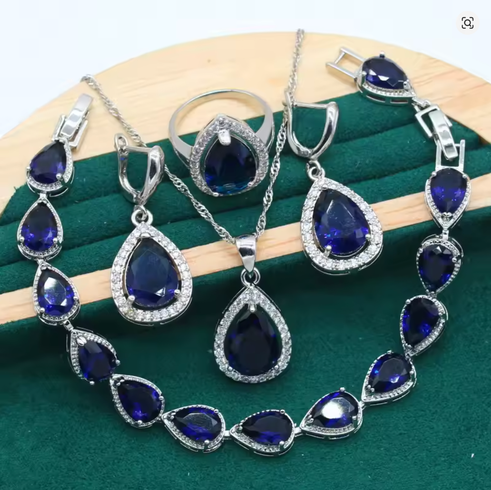 Feather of Light - Luxury Peridot Ruby Pendant Earring Bracelet & Ring Set For Women