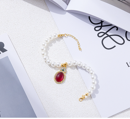 Pearl of the Nile - July Birthstone - Luxury Pearl Jewelry Set - Including Necklace, Earrings, Bracelet and Ring