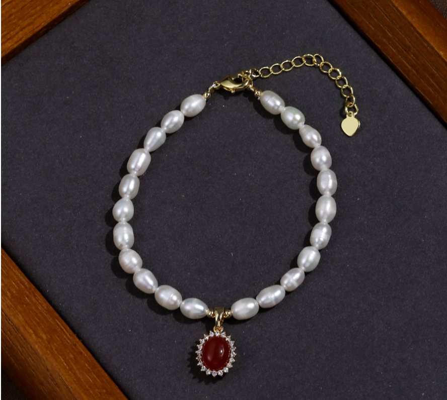 Pearl of the Nile - July Birthstone - Luxury Pearl Jewelry Set - Including Necklace, Earrings, Bracelet and Ring