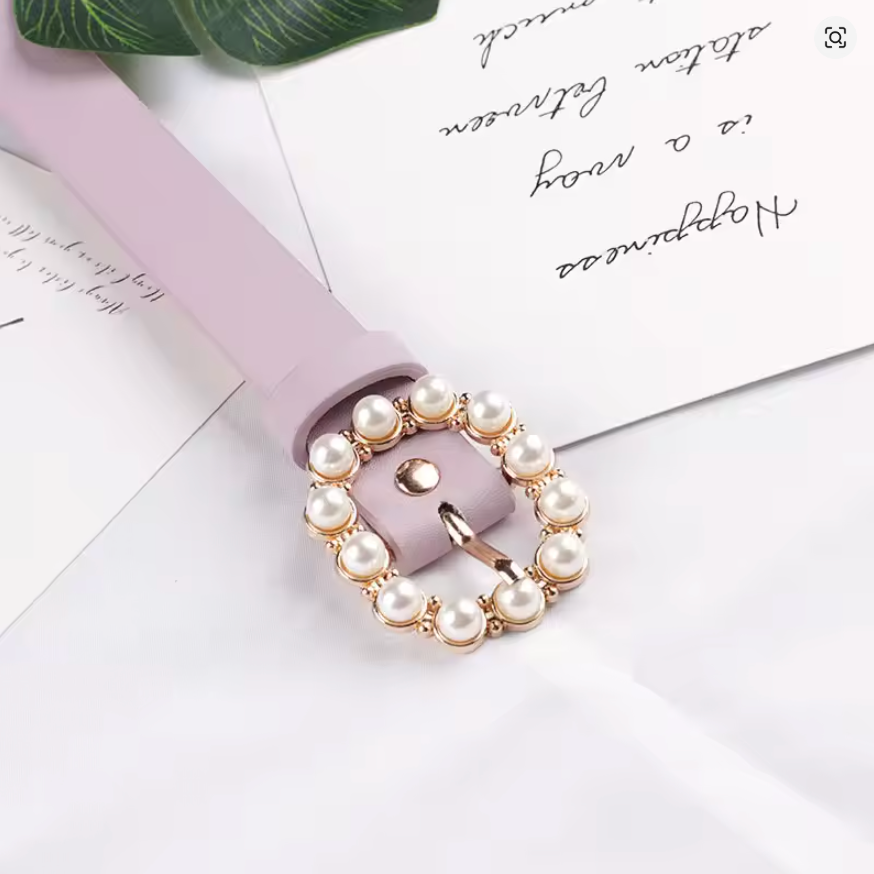 Hathor Drape - Fashion Waist Gold Chain Belt Female Pearl Elastic Silver Metal Belts for Women