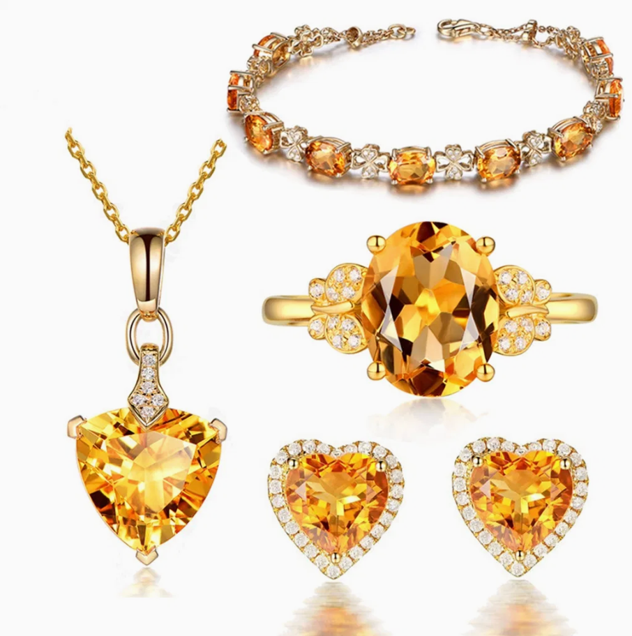 Citrine Light Set - TrulyCharm Luxury Jewelry - November birthstone