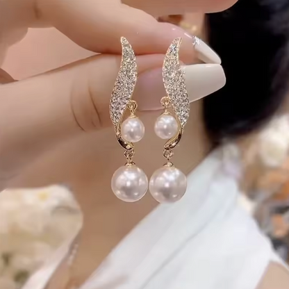 LumiPearl | Grace Drop Earrings - Elegant Lady's Pearl Pendant Earrings - June Birthstone