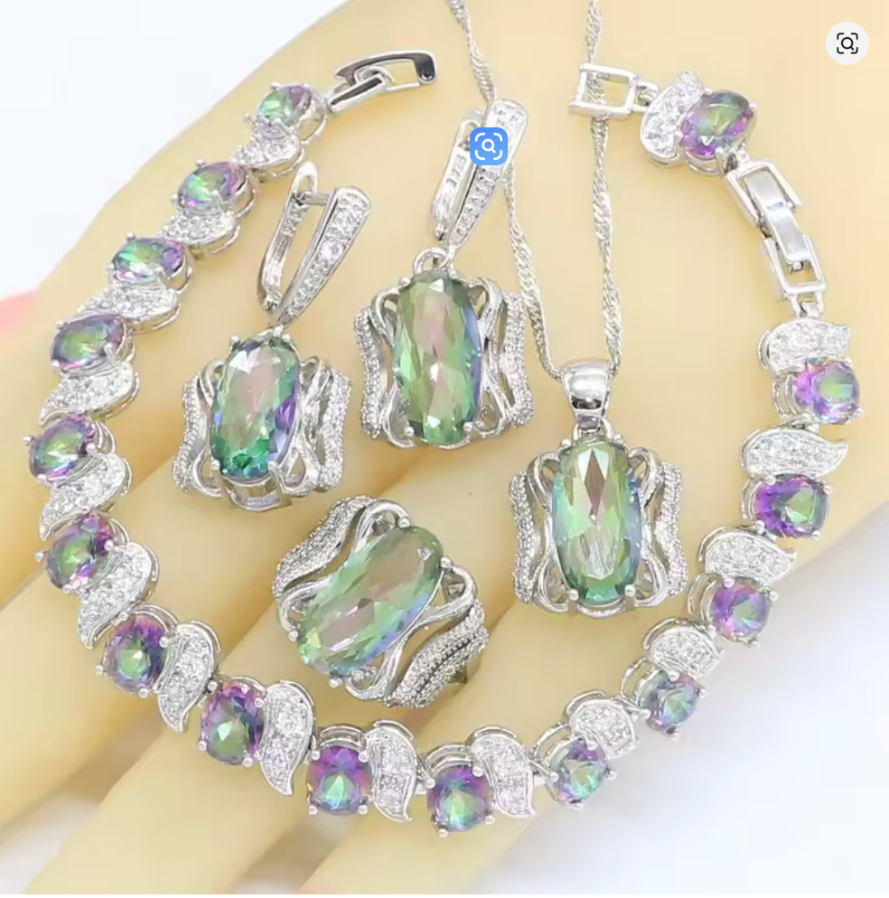Aurora of Bastet - Luxury Peridot Ruby Pendant Earring Bracelet & Ring Set For Women