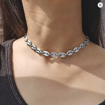 Coffee Beans Link Chain 7/9/11MM Gold Silver Necklace