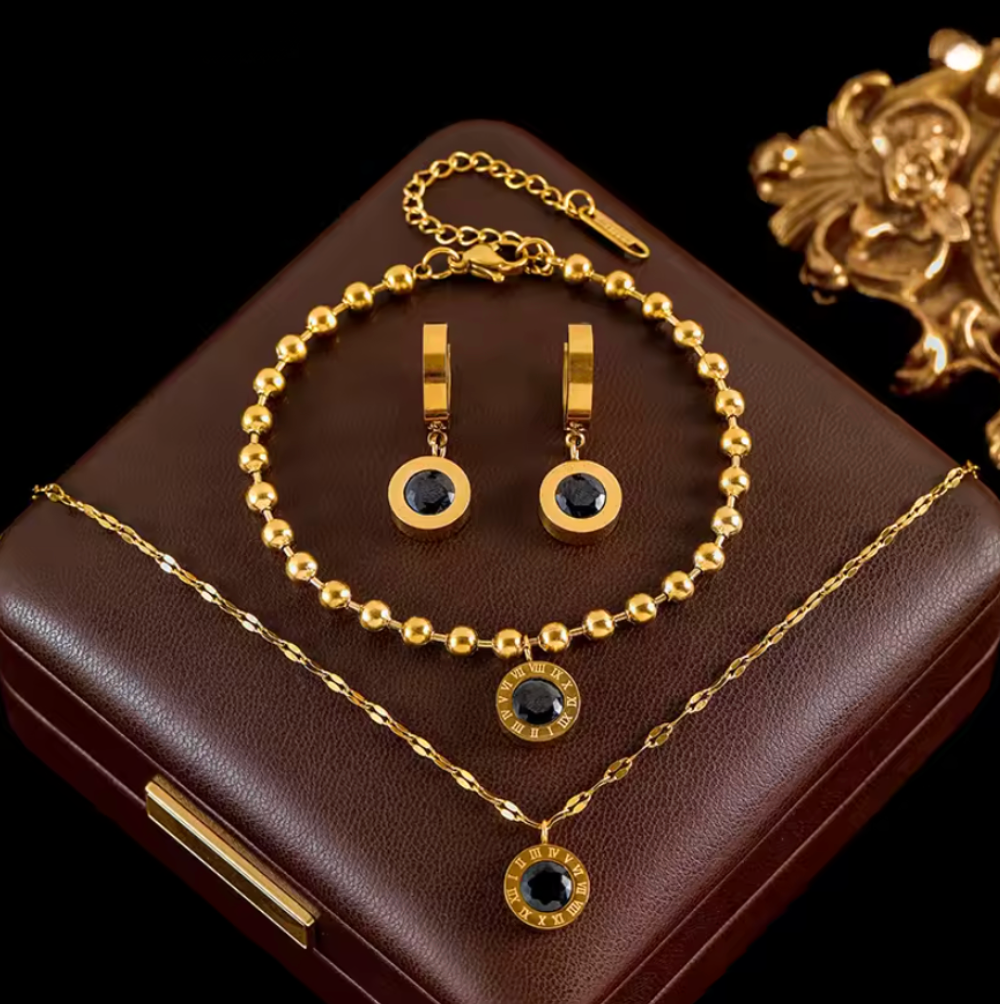 Midnight Halo - Luxury Gold-Plated Jewelry Set