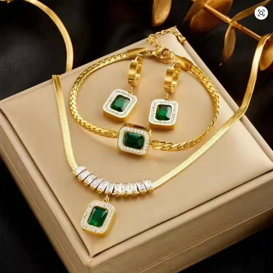 Emerald Grace - Luxury Gold-Plated Jewelry Set