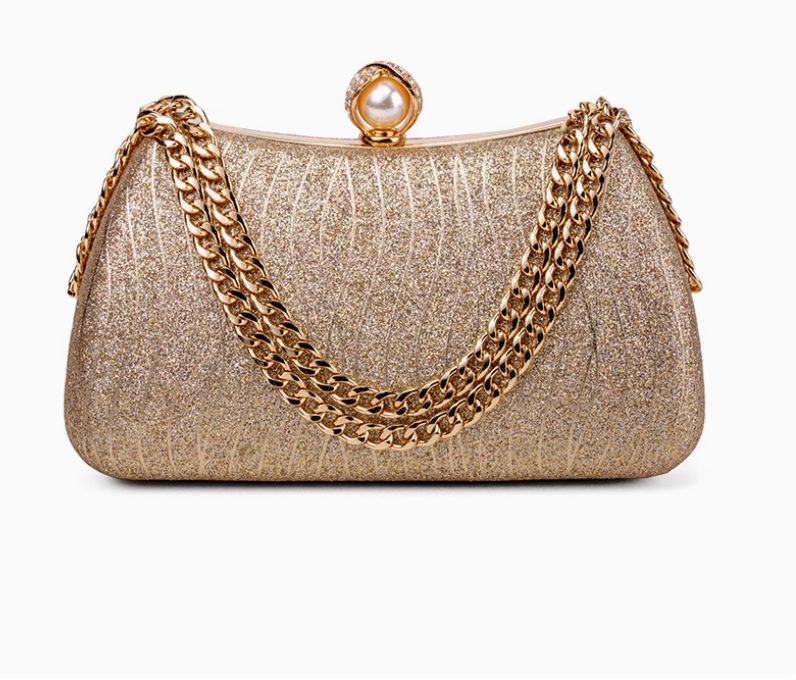 The Bastet Gold Charm - Pearl Champagne Purse