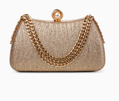 The Bastet Gold Charm - Pearl Champagne Purse