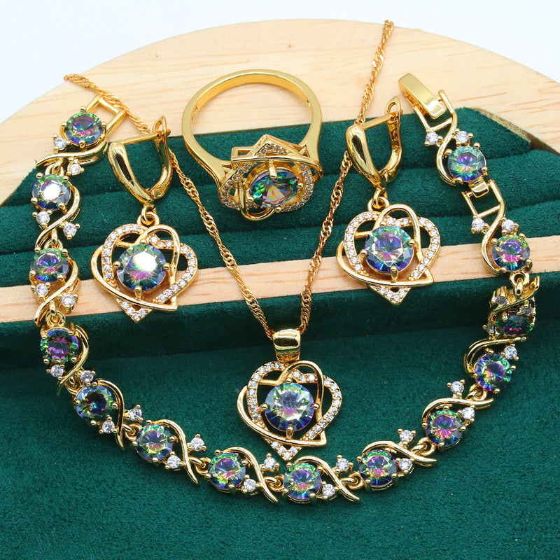 Chic N 'Classy Set - Hand - Crafted Pendant Earring Bracelet & Ring Set For Women