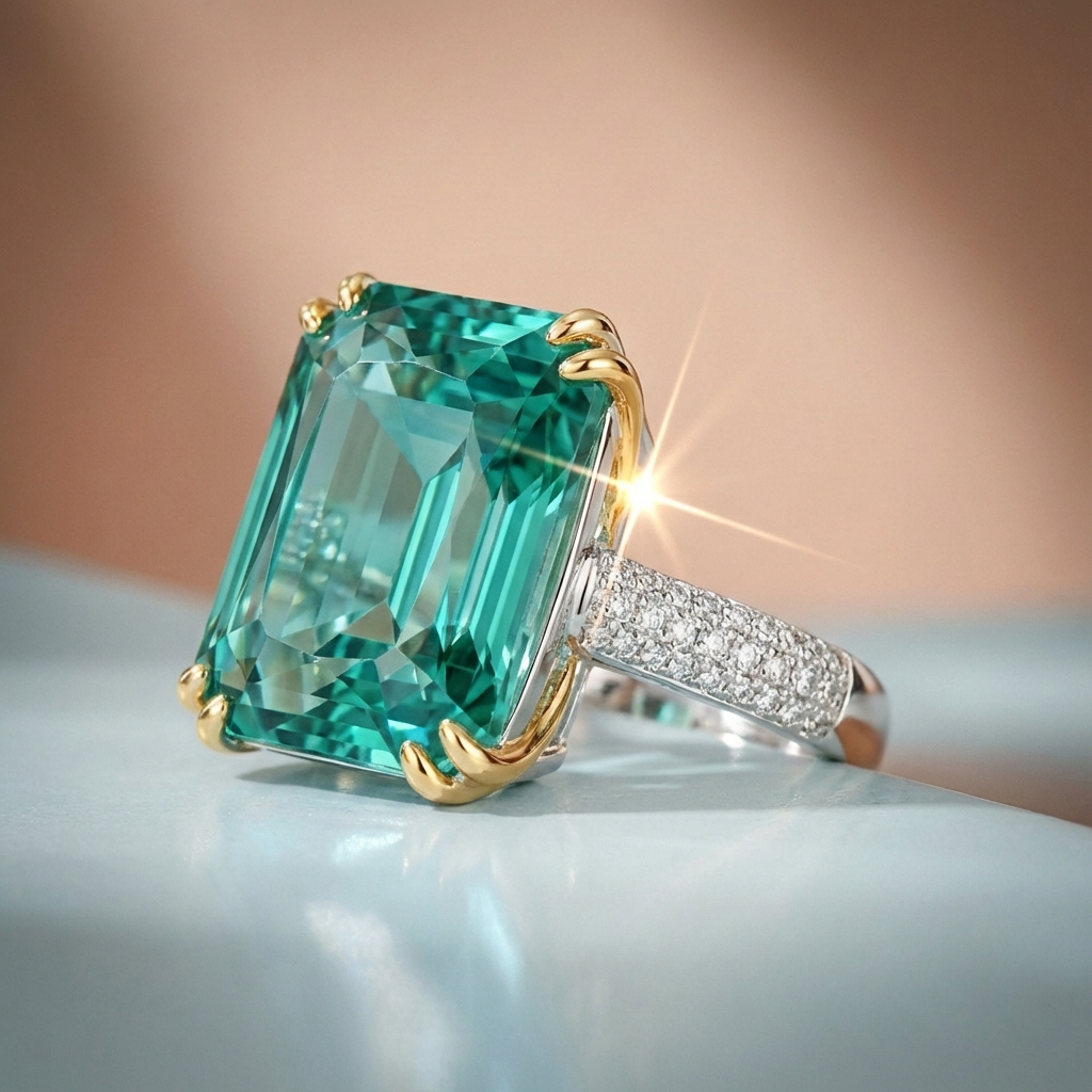 True Goddess Gaze - 5CT Natural Tourmaline Moissanite Cocktail Ring