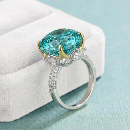 True Goddess Gaze - 5CT Natural Tourmaline Moissanite Cocktail Ring