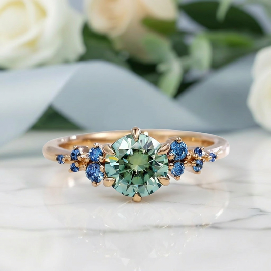 Celestial Charm - Moissanite Cocktail Ring - 10K/14K/18K Solid Gold