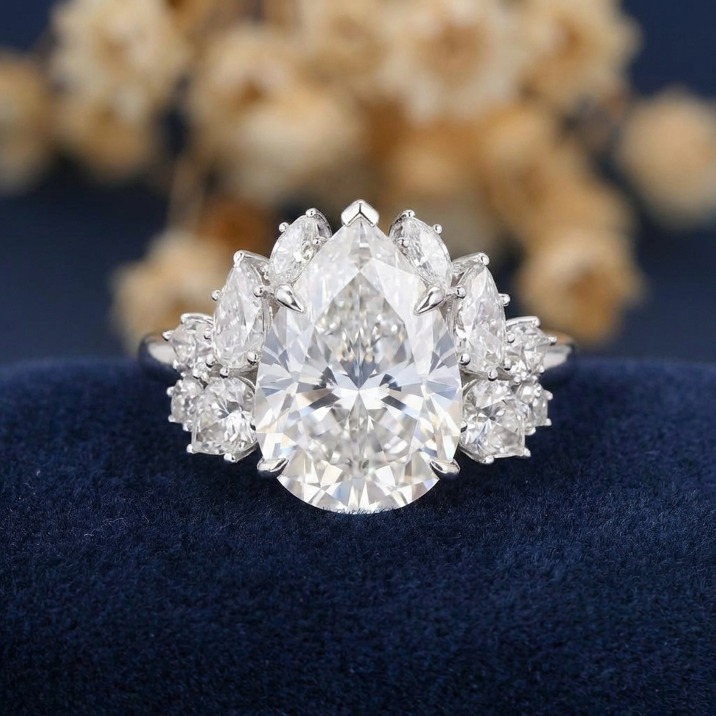 Monaco Majesty Ring - 10K / 14K / 18K Solid Gold Moissanite diamond ring