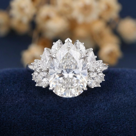 Monaco Majesty Ring - 10K / 14K / 18K Solid Gold Moissanite diamond ring