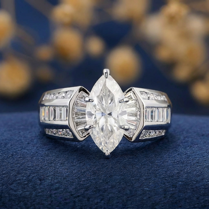 Vienna Art Deco -  10K / 14K / 18K Solid Gold Moissanite diamond ring