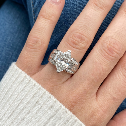 Vienna Art Deco -  10K / 14K / 18K Solid Gold Moissanite diamond ring