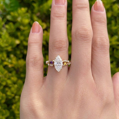 Rapunzel's Dream Ring - 10K / 14K / 18K Solid Gold Natural Gemstone Moissanite Ring