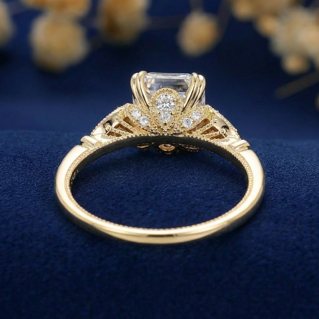 Parisian Elegance Ring - 10K/14K/18K Solid Gold Moissanite diamond ring