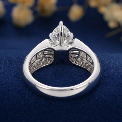 Vienna Art Deco -  10K / 14K / 18K Solid Gold Moissanite diamond ring