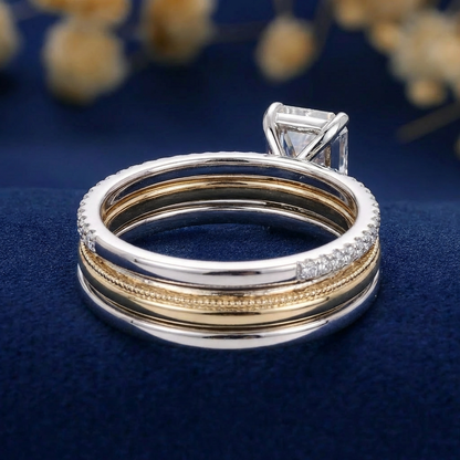 Florentine Celestial Ring - 10K/14K/18K Solid Gold Moissanite Diamond Ring