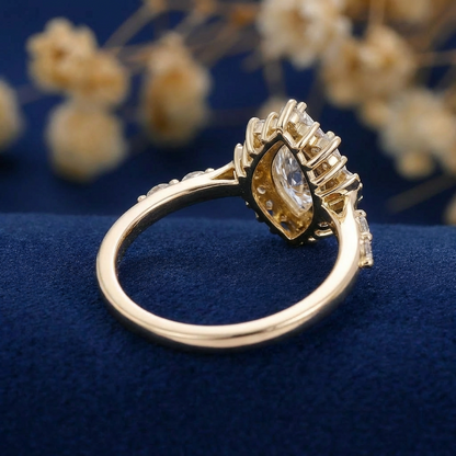 Versailles Radiance Ring - 10K / 14K / 18K Solid Gold Marquise-cut Lab-grown diamond ring