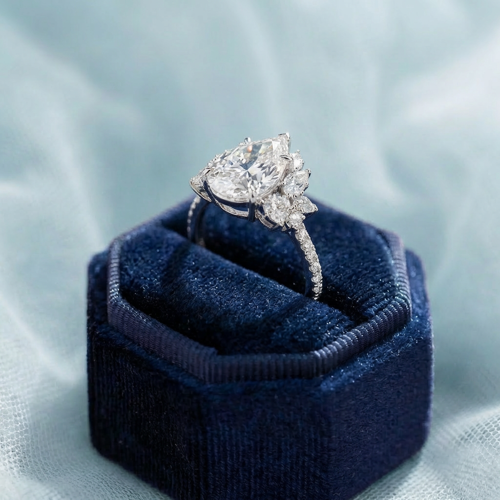 Monaco Majesty Ring - 10K / 14K / 18K Solid Gold Moissanite diamond ring