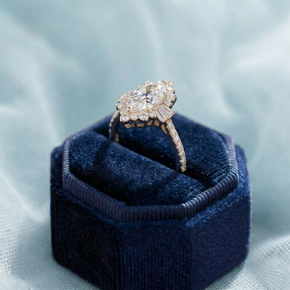 Versailles Radiance Ring - 10K / 14K / 18K Solid Gold Marquise-cut Lab-grown diamond ring