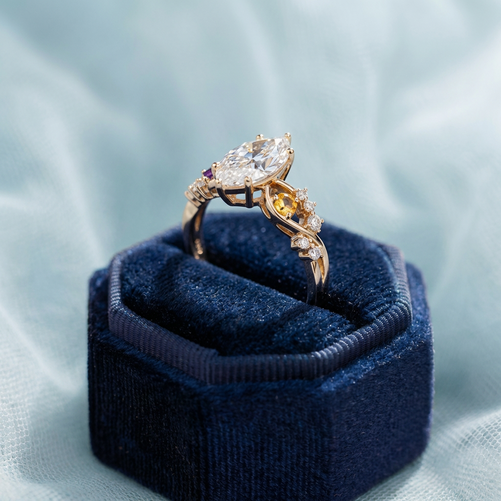 Rapunzel's Dream Ring - 10K / 14K / 18K Solid Gold Natural Gemstone Moissanite Ring