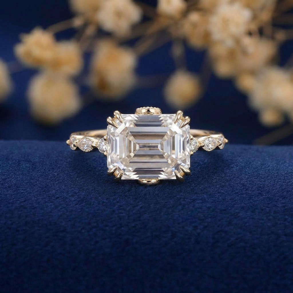 Parisian Elegance Ring - 10K/14K/18K Solid Gold Moissanite diamond ring