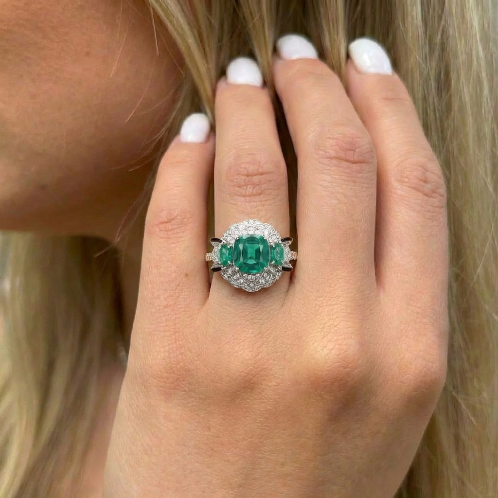 Truly Emerald Empress - Emerald Cocktail Ring