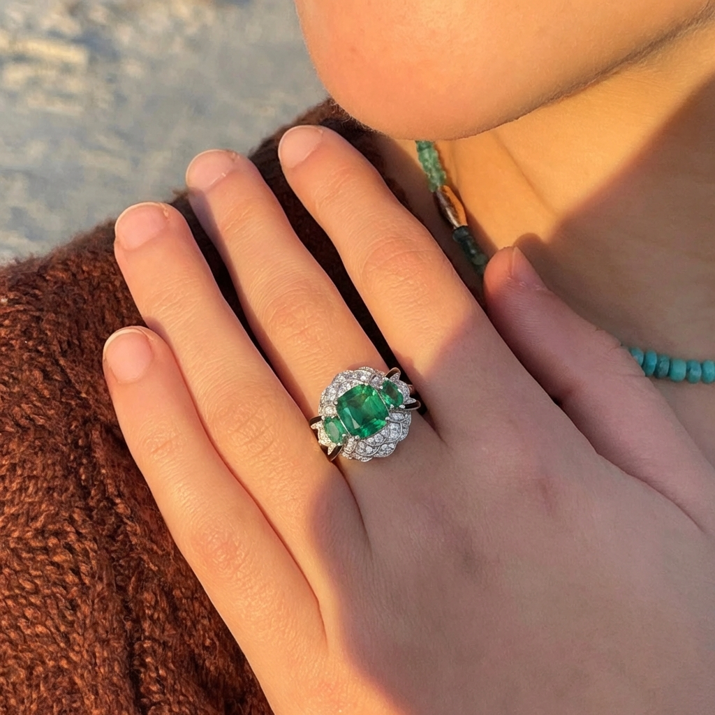 Truly Emerald Empress - Emerald Cocktail Ring