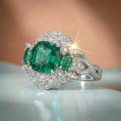 Truly Emerald Empress - Emerald Cocktail Ring