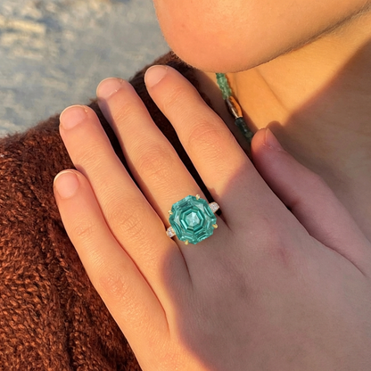 True Goddess Gaze - 5CT Natural Tourmaline Moissanite Cocktail Ring