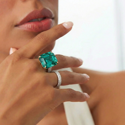 True Goddess Gaze - 5CT Natural Tourmaline Moissanite Cocktail Ring