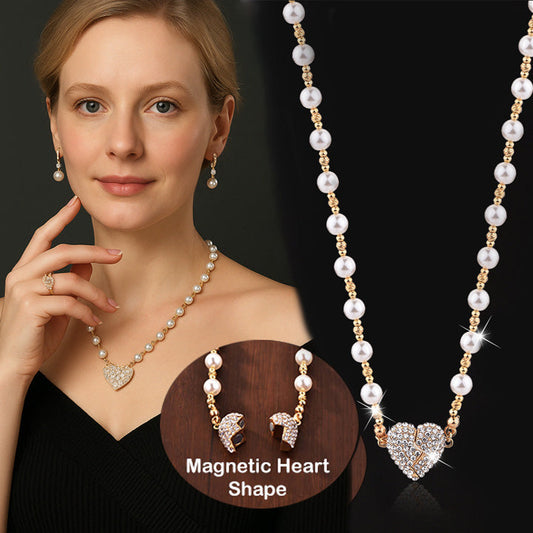 Ocean Pure Heart - Luxury Pearl & 18K Gold Necklace Set Includes Stunning Bracelet and Stud Earrings Jewelry