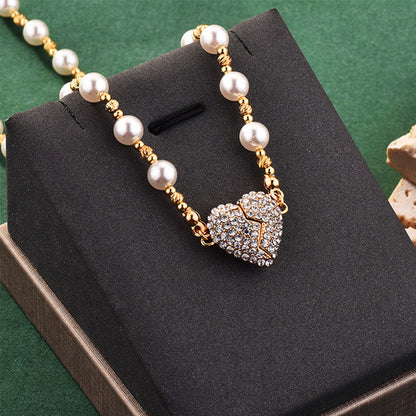 Ocean Pure Heart - Luxury Pearl & 18K Gold Necklace Set Includes Stunning Bracelet and Stud Earrings Jewelry